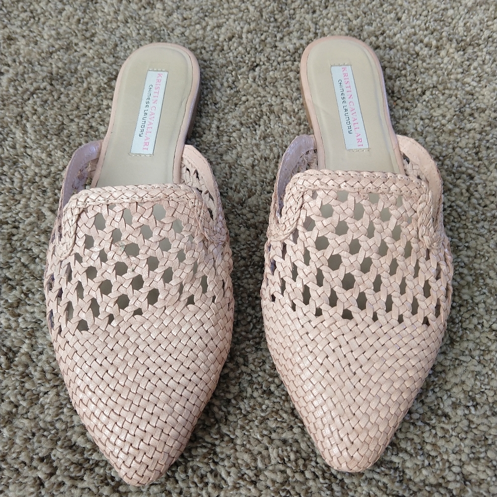 Woven Leather Slides